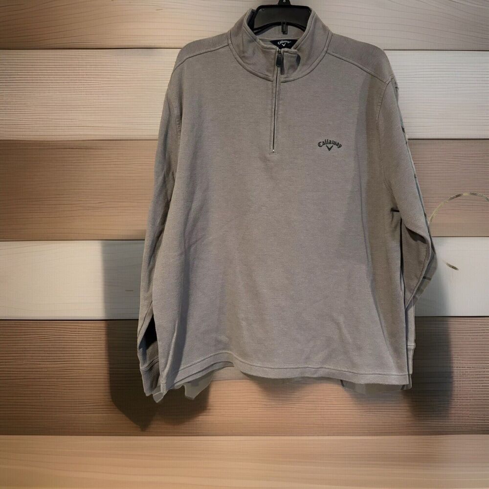 Men's Callaway Golf 1/4 Zip Pullover Gray Long Sleeve Athletic Layer Size XL